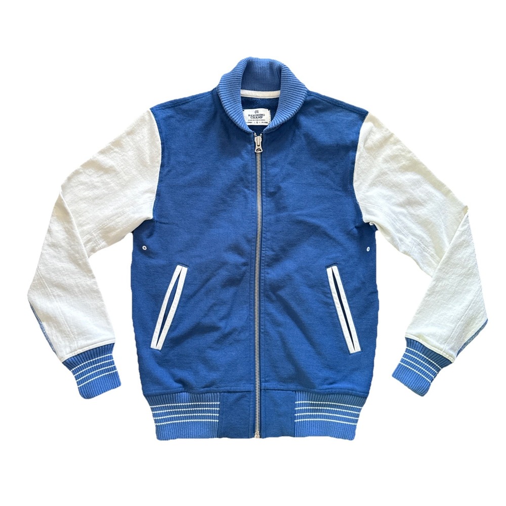 Reigning Champ Varsity Jacket Men S Blue White Full Zip Bomber Made in Canada